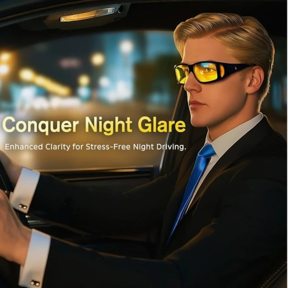 Each Cool Night Vision Glasses Men OS Black‎ Yellow Lens Wrap Driving Safety NWT